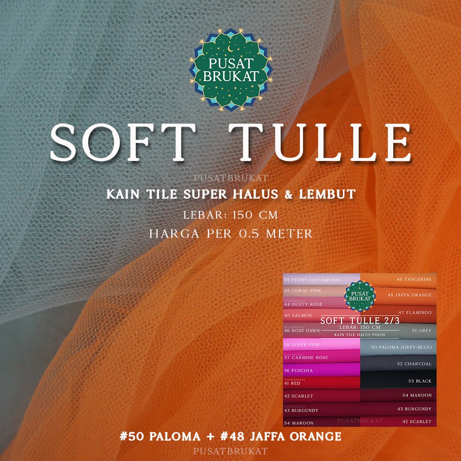 KAIN SOFT TULLE POLOS - KAIN TILE METERAN / BAHAN TULE POLOS HALUS &amp; LEMBUT. [harga utk per 0.5m]