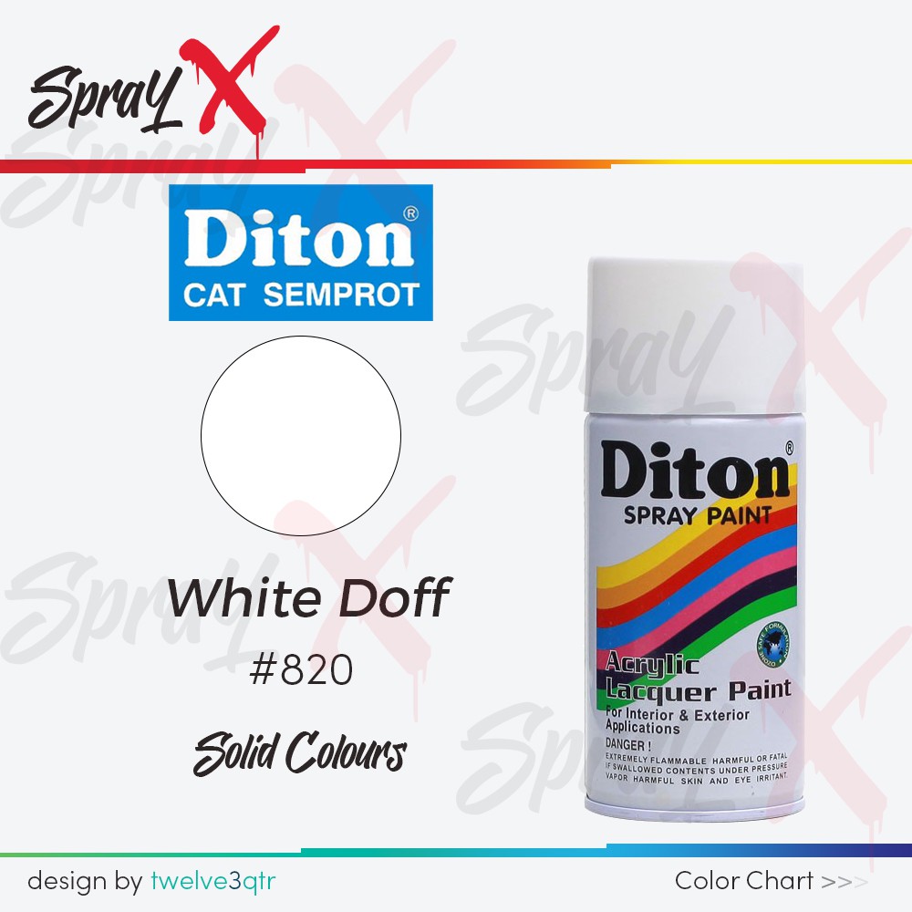 DITON SOLID WHITE DOFF 820 / PUTIH DOP #820 300ML - SPRAY PAINT / PYLOX / PILOX