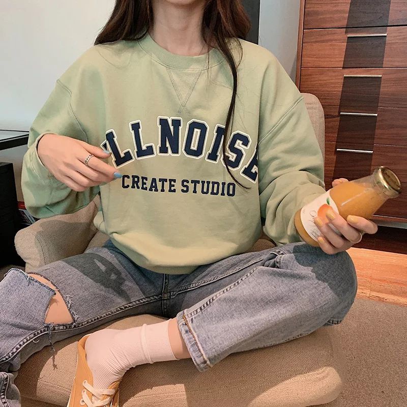 SWEATER WANITA ILLNOISE /// CREWNECK CASUAL FLEEE TEBAL KEKINIAN TERBARU&quot;