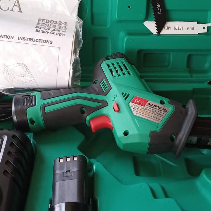 Promo Dca Cordless Sabre Saw Adjf15E Bat 12V/2Ah X 2 Pipa Dia 50Mm