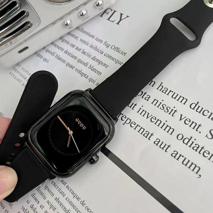Paling Diminati.. 0Jam Tangan Wanita Kekinian Strap Pu Dial Kotak Fashion Import