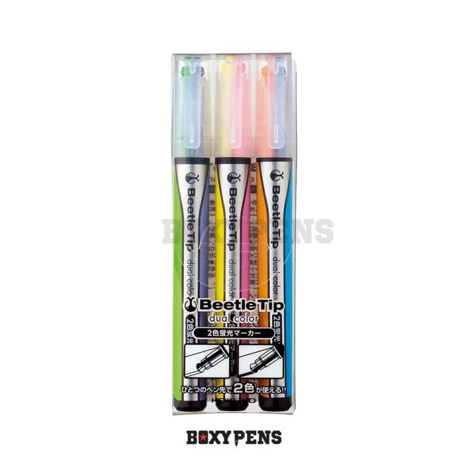 

Kokuyo Beetle Tip Dual Color Highlighter - 3 Color Set