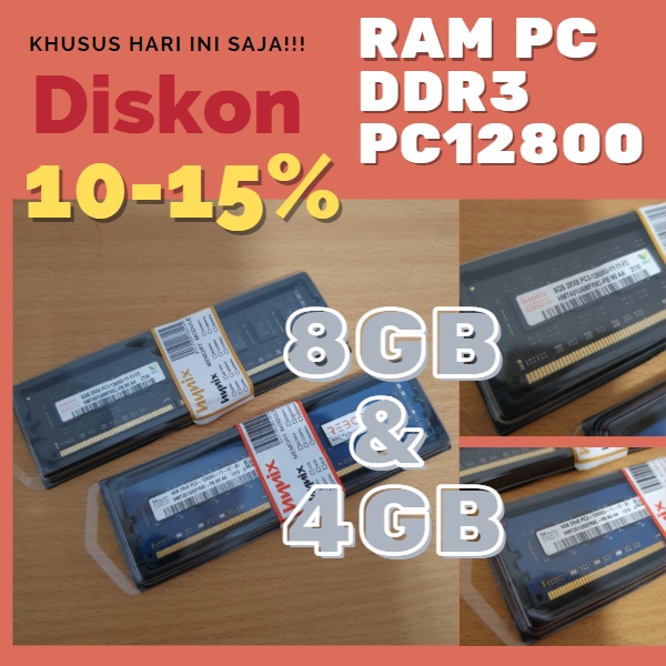 Ram Ddr3 8GB - 4GB Pc12800 - Ram Pc 8gb 4gb ddr3 long dim new
