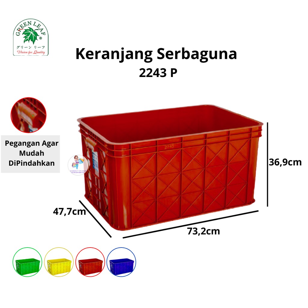 Keranjang Industri Container Box Bak Air 2243 P Green Leaf