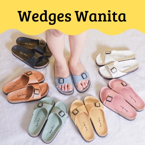 Wedges Wanita Dewasa Model selop gesper Ringan Dan Nyaman TERBARU / SANDAL WANITA 2021 / SANDAL WANI
