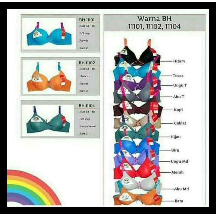 Bh Bra 1/2 Cup Kawat Sorex Rainbow 11101 Original - 36