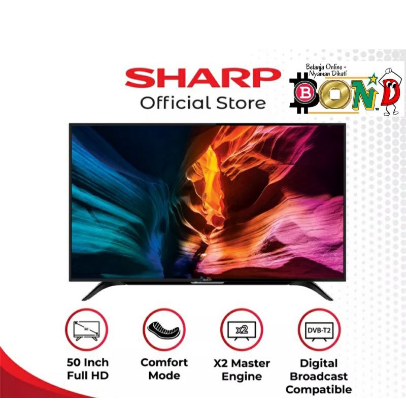 Sharp Led Tv 50DF1 | 2T-C50DF1i Easy Smart Full HD 50inch Digital TV Usb Movie Garansi 5 thn