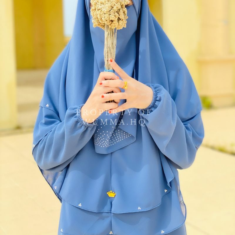 Khimar instan 2 layer full Swarovski - labuh - tudung labuh - jilbab - Khimar - cadar