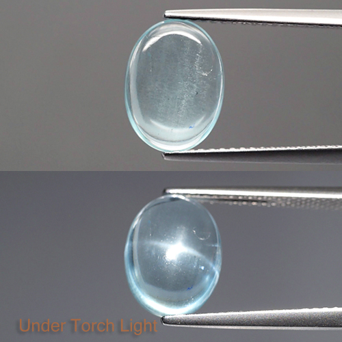 Oval Cabochon 2.55ct 11x8.5x3.5mm Natural Unheated Light Greenish Blue Cat's Eye Aquamarine, Brazil