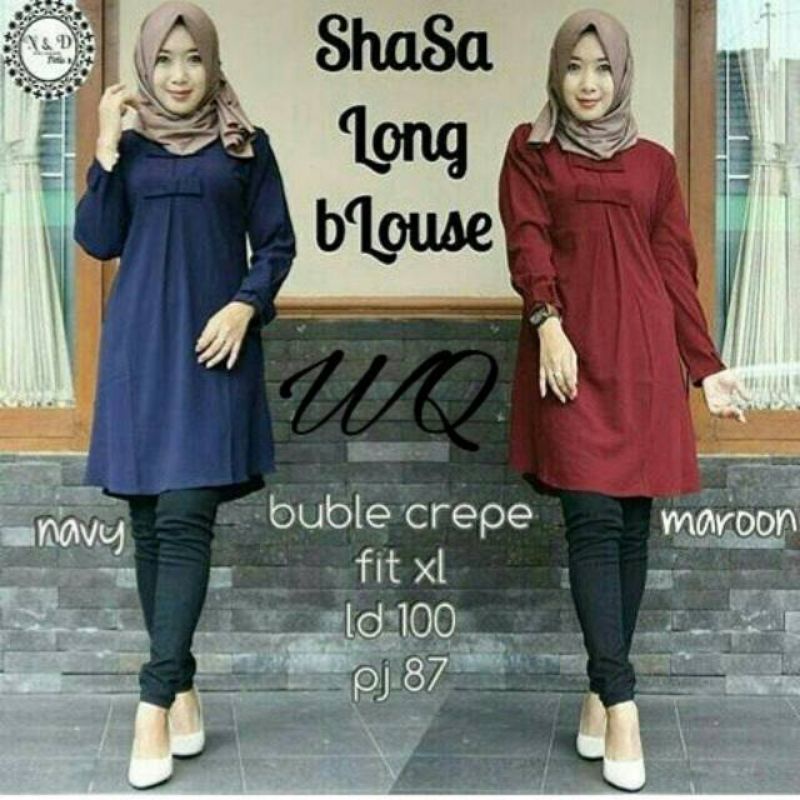 Shasa long blouse fashion muslim remaja wanita