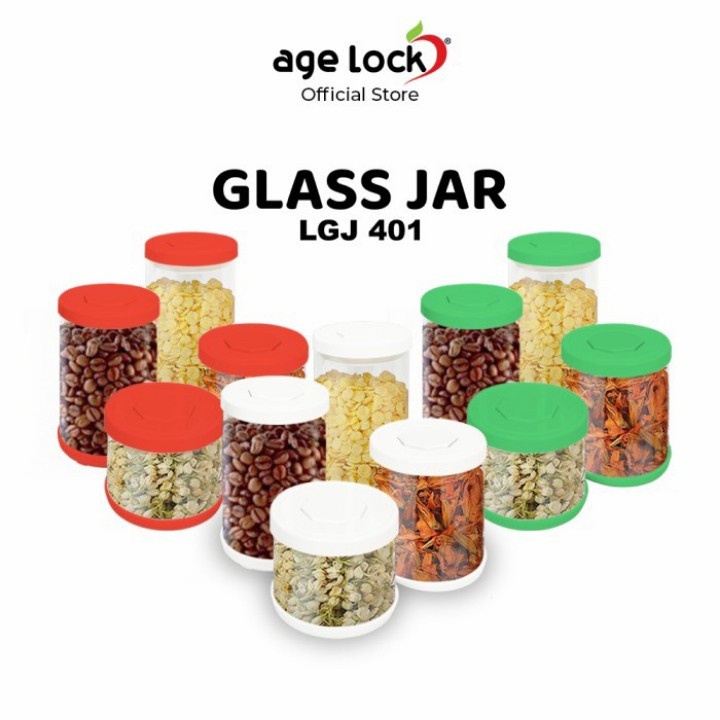 TOPLES KACA SET KUE /MAKANAN JAR AGE LOCK LGJ401