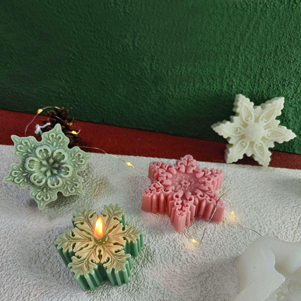 Top Candle Mold Casting Cetakan Lilin Snowflake Resin Kerajinan Tangan Cetakan Silikon