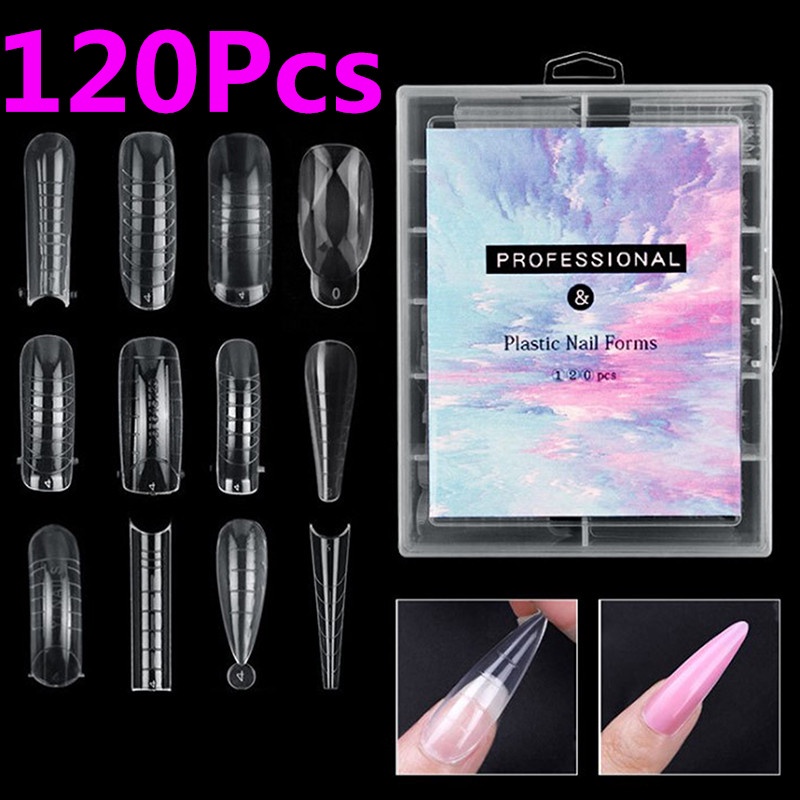 120Pcs Poly Nail Gel Nail Dual Forms Finger Extension UV Builder Nail Tips Tools