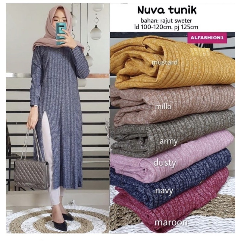 NUVA Tunik - Tunik Rajut Sweter LD100 Rajut Import / Nuva Tunik / R.20 - 216-5585
