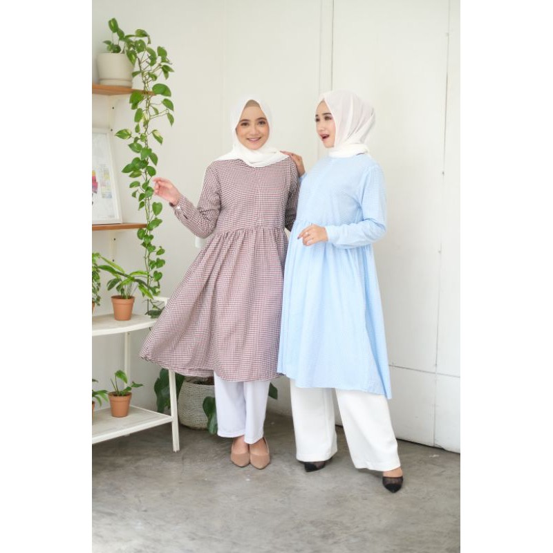TUNIK PANJANG/ TUNIK KOTAK KOTAK/ NAURA TUNIK