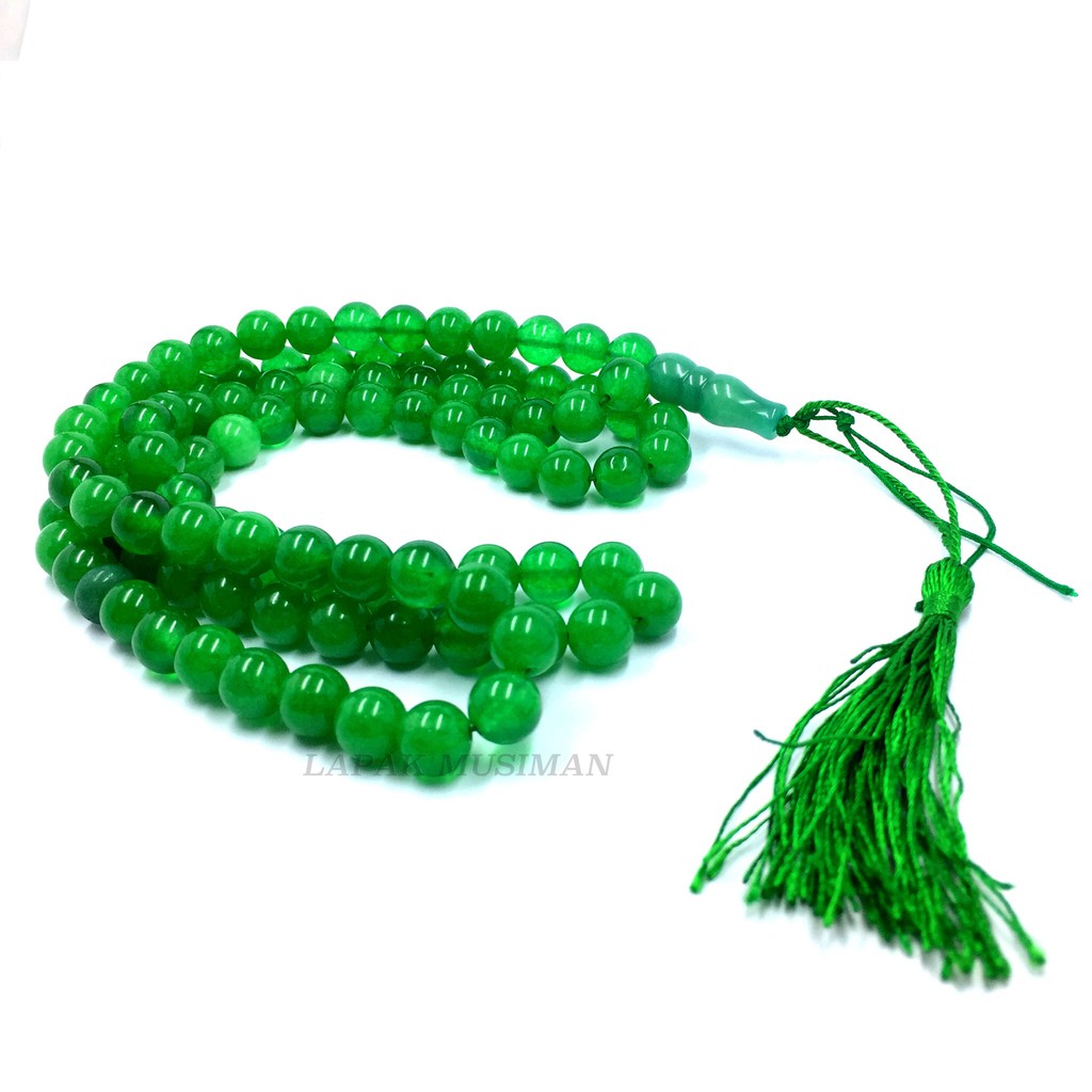 [Bayar di Tempat] Tasbih Batu Giok Hijau Asli Natural 99 Butir 10MM