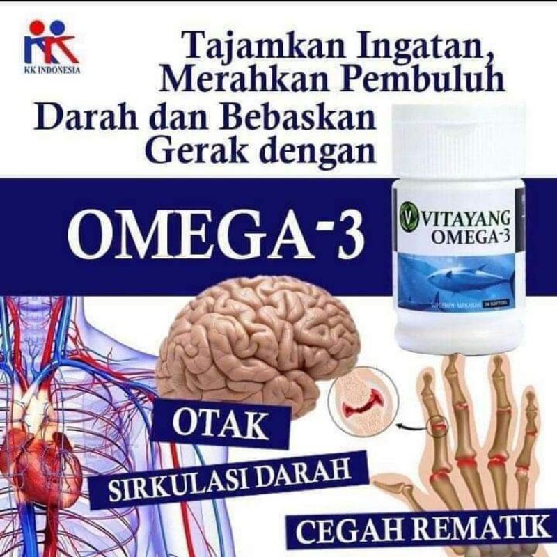 Vitayang Omega 3 Minyak Ikan Omega 3 Suplemen Jantung Syaraf Otak Original KK Indonesia