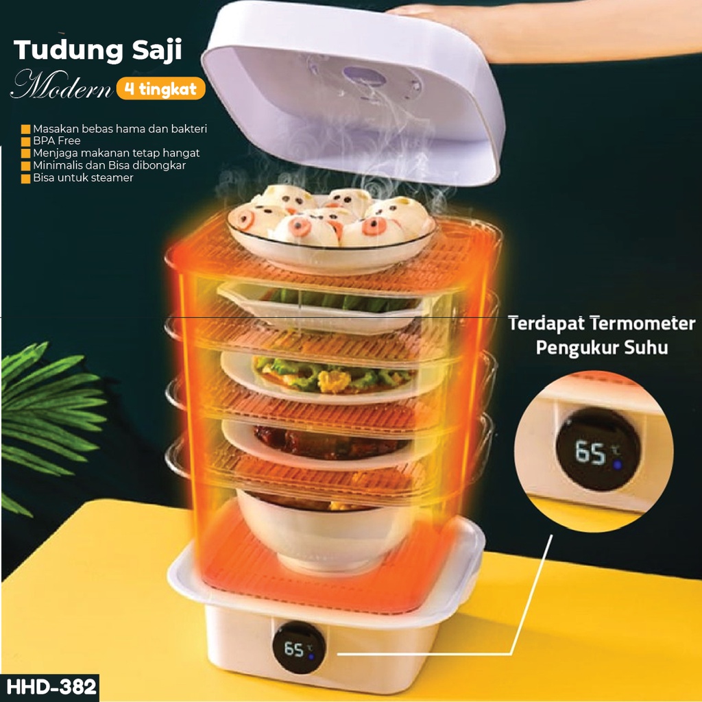 Tudung Saji Susun Modern Dengan Termometer manual steamer 4 susun