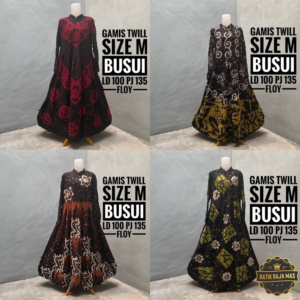 Baju Gamis Wanita Dewasa Kekinian Modern Terbaru Twill Ori Pekalongan Motif Batik Abstrak Busui Frie