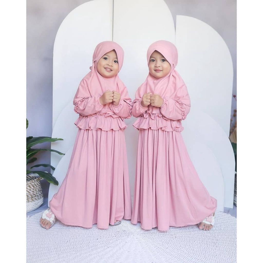 (B.C)Zira Set Syar'i Kids // Bahan Jersey syari anak terbaru 2021 // model gamis import baju anak an
