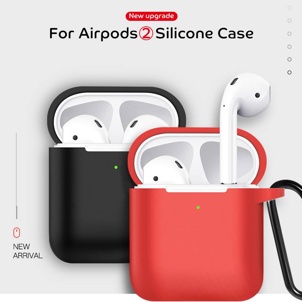 Case Pelindung Earphone Bahan Silikon Shockproof Dengan Kait Untuk Apple Airpods 2