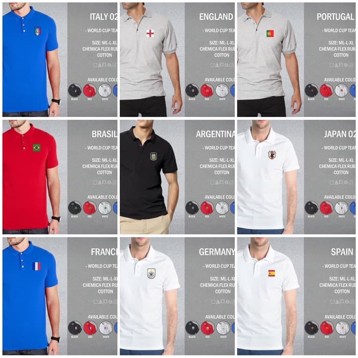 Promo POLO SHIRT OFFICIAL WORLD CUP 2018 JERMAN SPANYOL ARGENTINA DLL Berkualitas