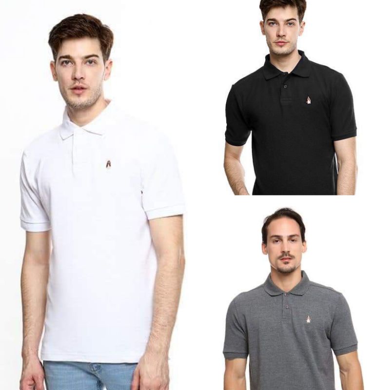 Sale❣️ HUSH PUPPIES ORIGINAL 100% POLO SHIRT MEN IN WHITE BLACK DARKGREY KAOS KERAH KATUN COTTON MAN