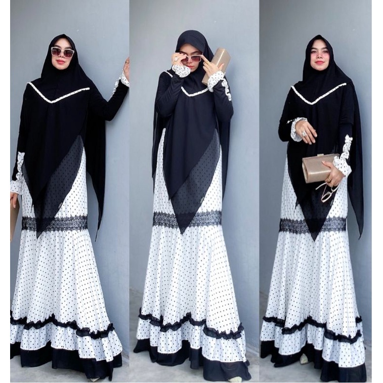 Baju Syar'i Gamis Shireen Polka By Aldisa Fashion Muslim Original