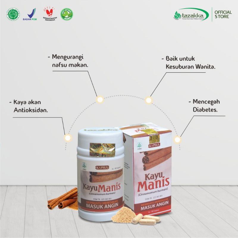 Herbal Kayu Manis - Kapsul Ekstrak Kayu Manis 60kapsul BPOM - Membantu Meredakan Masuk Angin