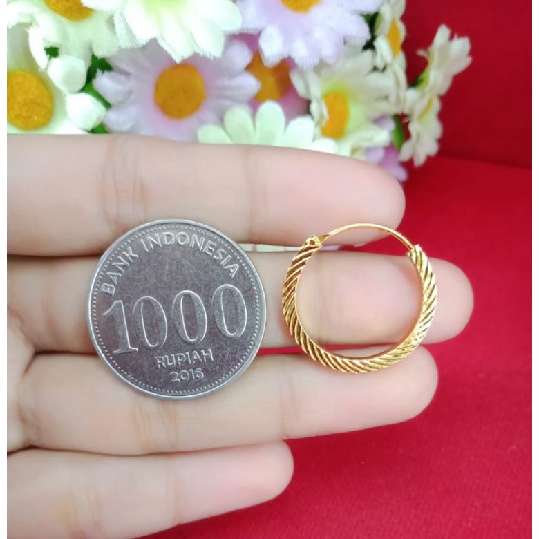 Anting kolong wanita dewasa emas muda kadar 35% aksesoris perhiasan wanita dewasa emas muda kadar re