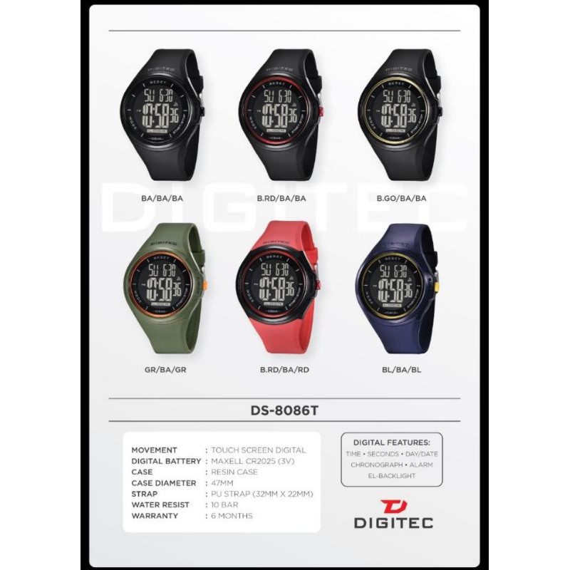 Jam Tangan Digitec 8086 Touchscreen Original Waterproof
