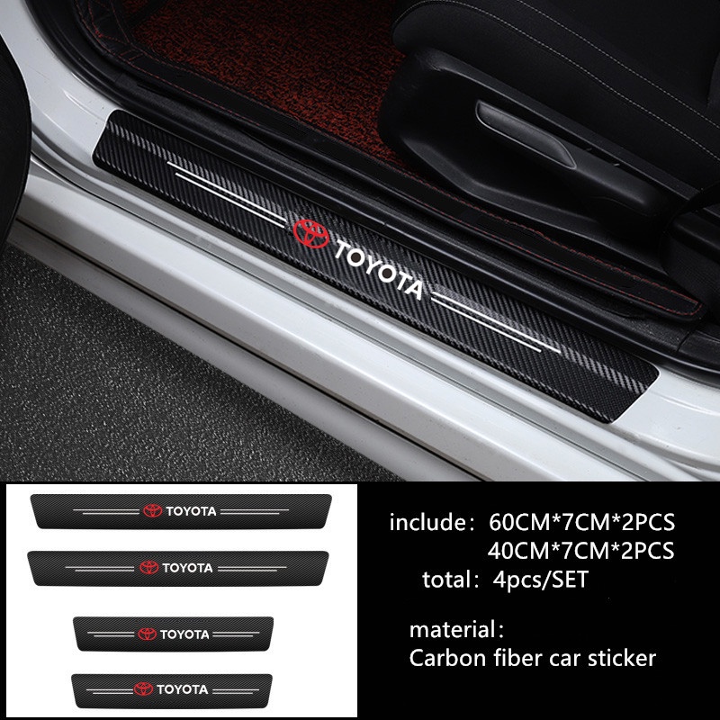 9pcs Stiker Strip Carbon Fiber Pelindung Pintu Mobil Toyota Etios Corolla Yaris Rav4 Supra Hilux Camry