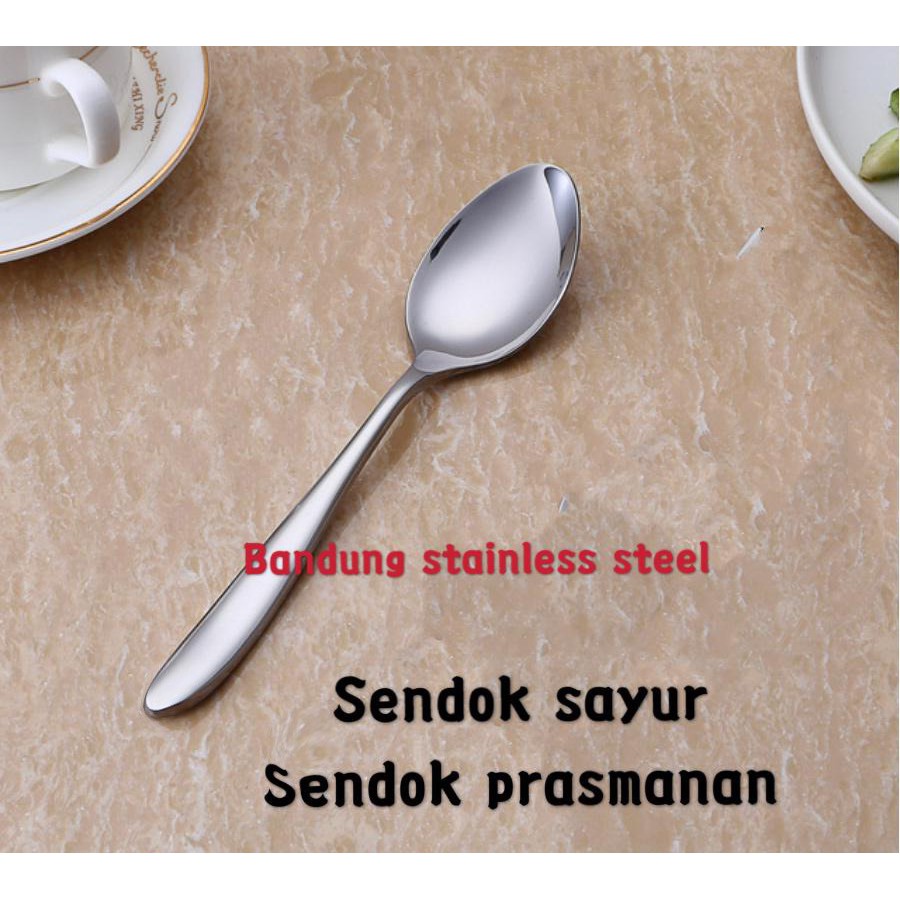 sendok garpu sayur prasmanan stainless steel besar tebal 24cm hotel