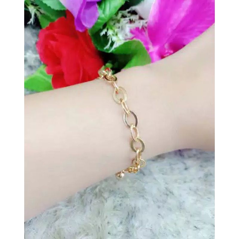 Gelang Xuping Rantai Polos Lapis Emas Perhiasan Fashion L60