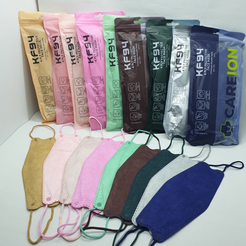 MASKER KF94 ISI 10pc MASKER KF94 MASKER 4D MASKER KF94 KOREA 4ply KF94 - Masker KF94 Warna Soft Pastel Careion Pack isi 10