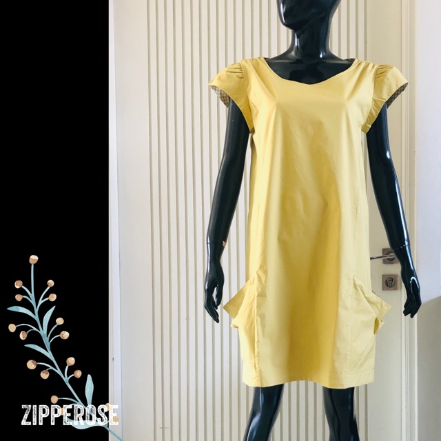 MARTINA PINK Mustard Loose Pockets Dress #0075