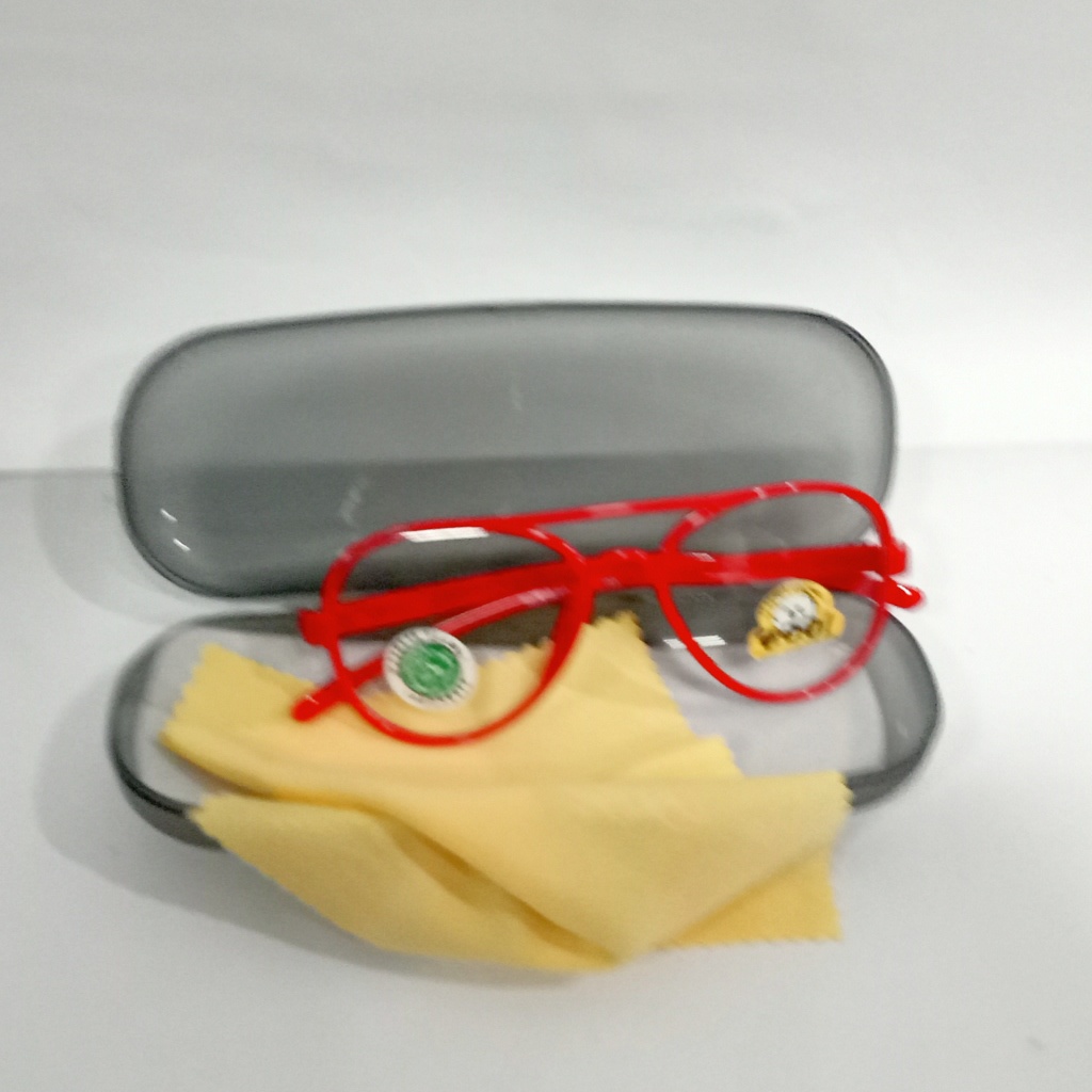kacamata anak hitam bening laki perempuan aviator plastk BL murah sunglass fashion TK SD unik keren-merah bening + box