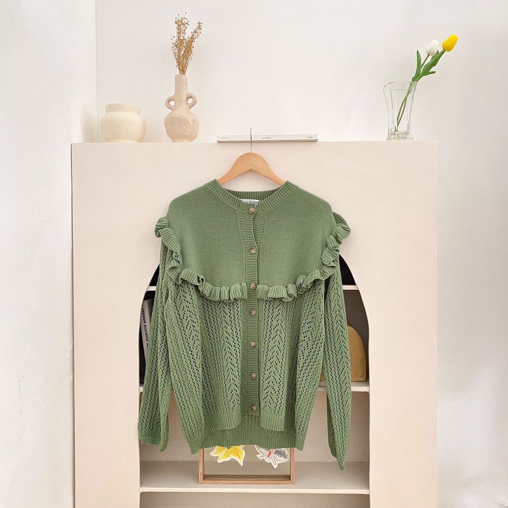 Vintage House Jisoo Korean Knit Cardi (Cardigan Rajut Wanita Korea)-Jade