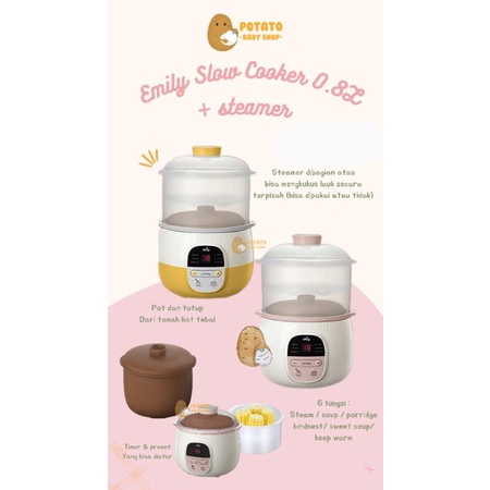Emily Slow Cooker &amp; Steamer ClayPot 0.8L ( tanah liat)