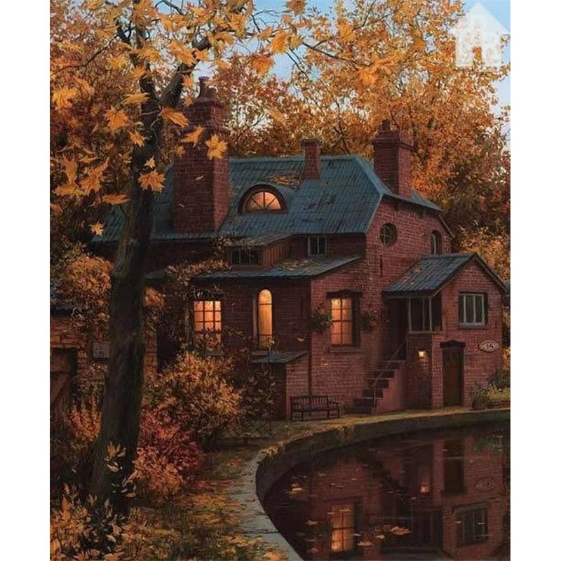 DIY - Set Melukis / painting by number kit - VILLAGES 40x50cm. part-1