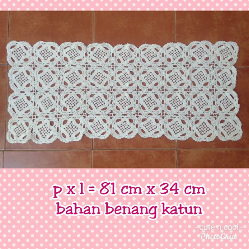 taplak rajut Putih panjang