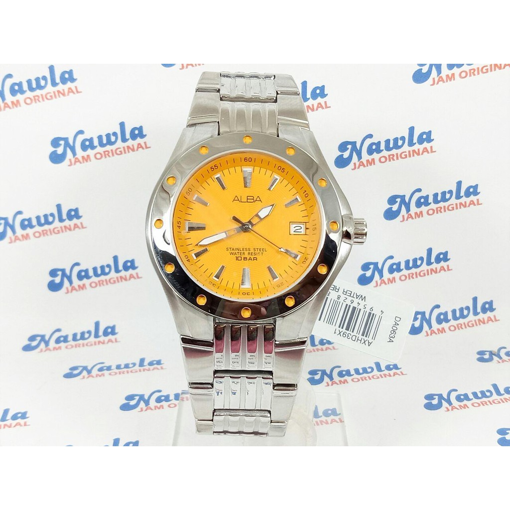 Alba AXHD39X1 Quartz Orange Dial Lumibrite - Jam Tangan Pria AXHD39