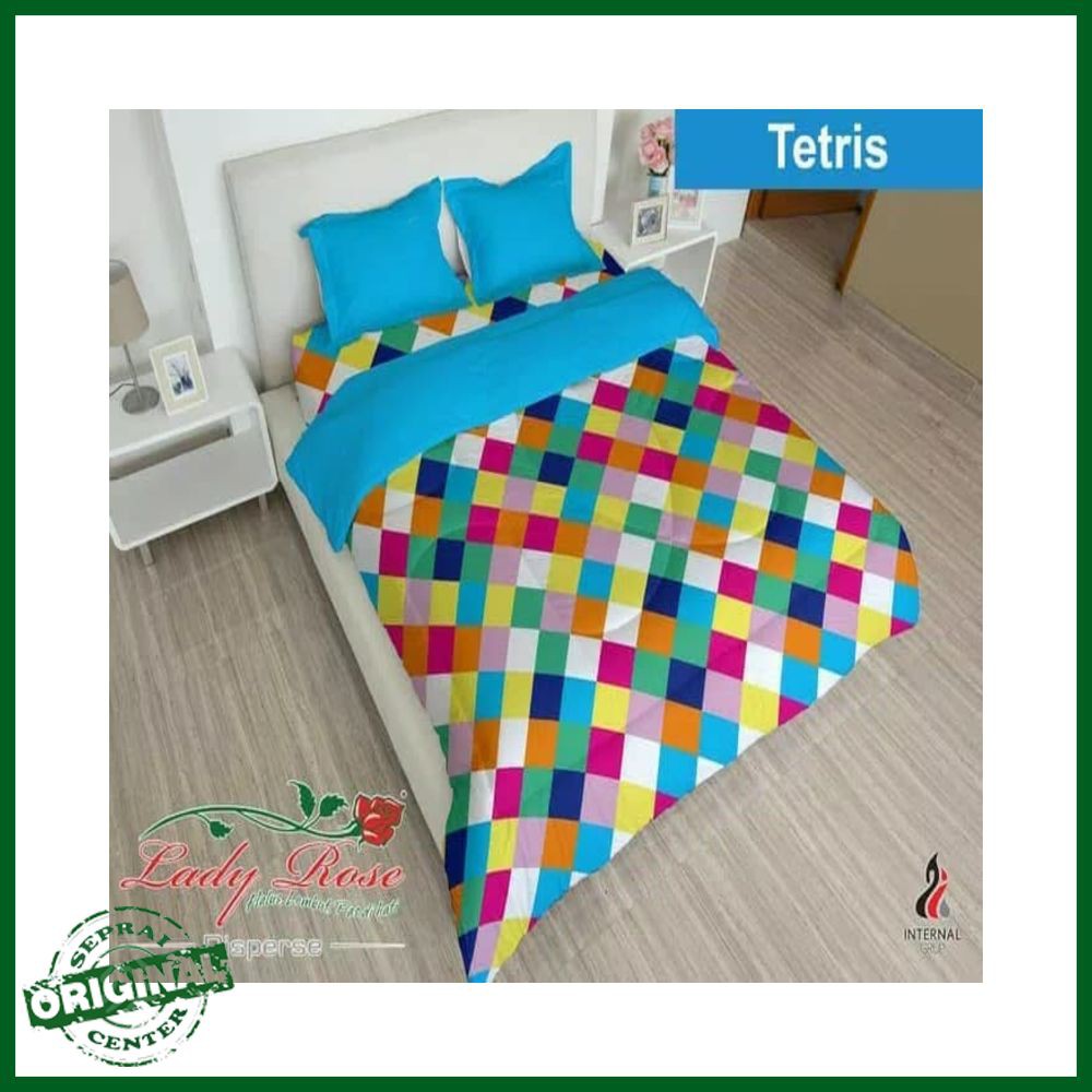 SEPREI LADY ROSE / SPREI LADY ROSE TETRIS QUEEN 160 No.2 SEPRAI KOTAK KOTAK WARNA CERIA