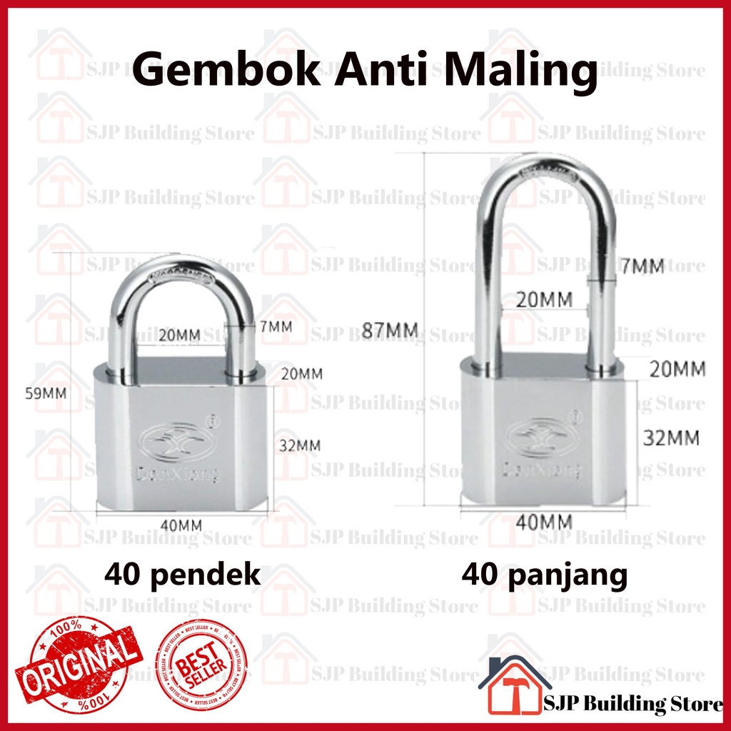 Kunci Gembok Rumah 40 mm l Leher Panjang l Iron Pad Lock | Gembok anti maling