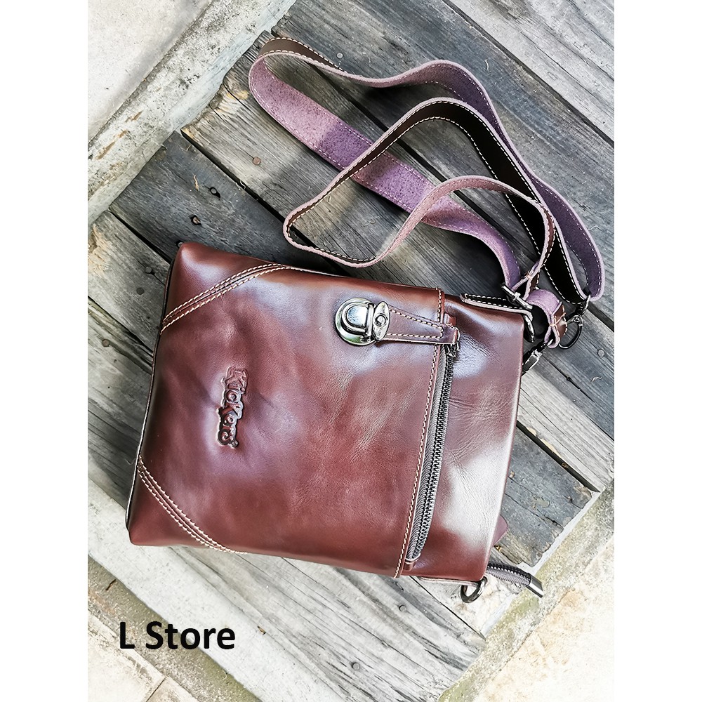 Tas Kulit Asli Kepala Lapisan Kulit Sapi Litchi Grain Wanita Tas Fashion Portable Bahu Messenger