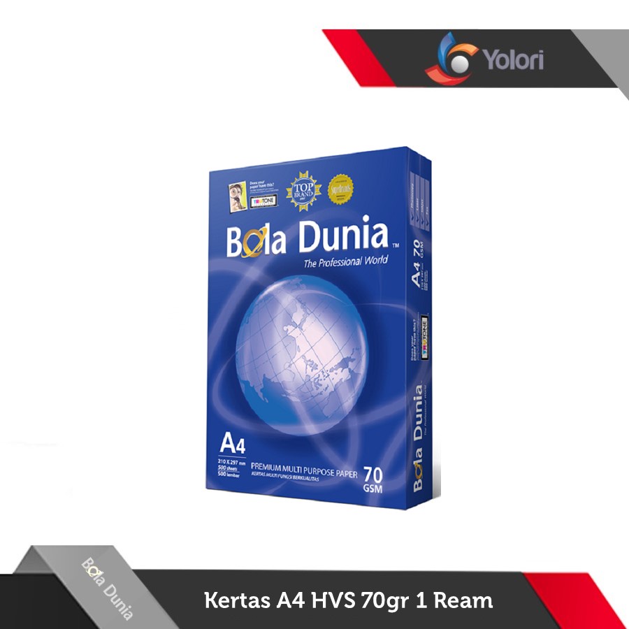 

BOLA DUNIA Kertas HVS A4, 70Gram, 1 Ream isi 500 Lembar