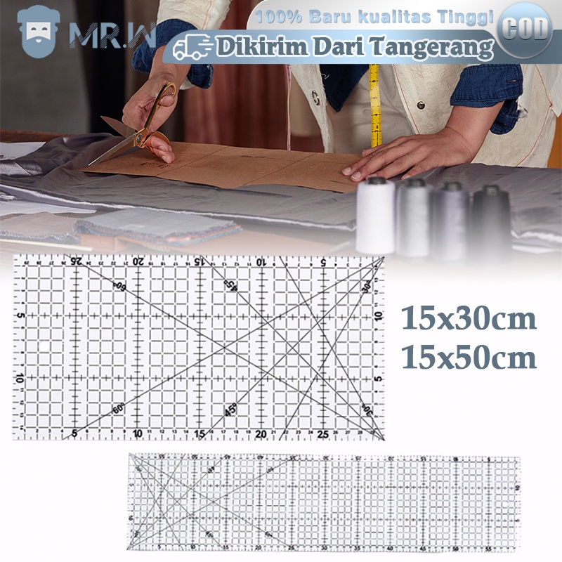 

PENGGARIS JAHIT QUILTING RULER 15CM X 50CM PENGGARIS POLA AKRILIK TEBAL DESAIN PATCHWORK RULER UNTUK