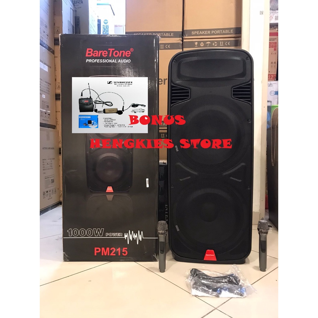 Speaker Portable Wireless BARETONE PM215 Double 15 inch Original