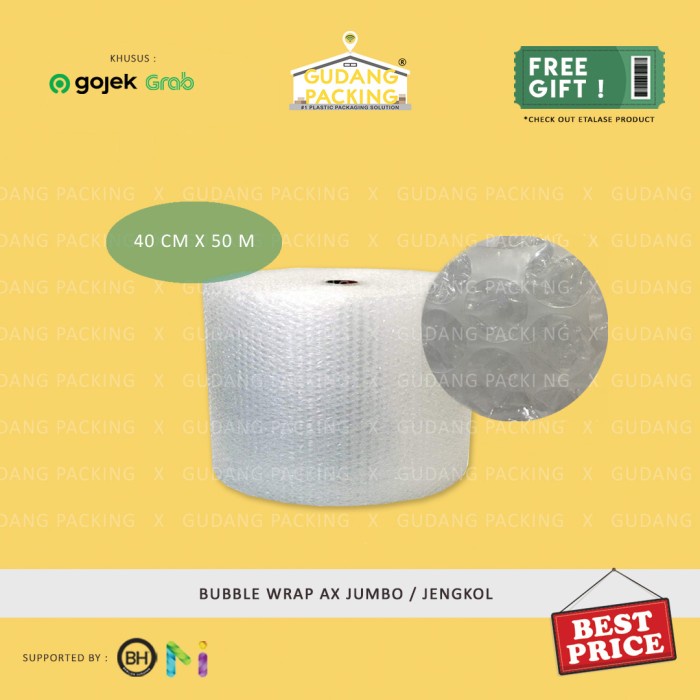 

Ginger- (GOSEND/GRAB) Bubble Wrap Jumbo/ AX / Jengkol 50 m - 40 cm