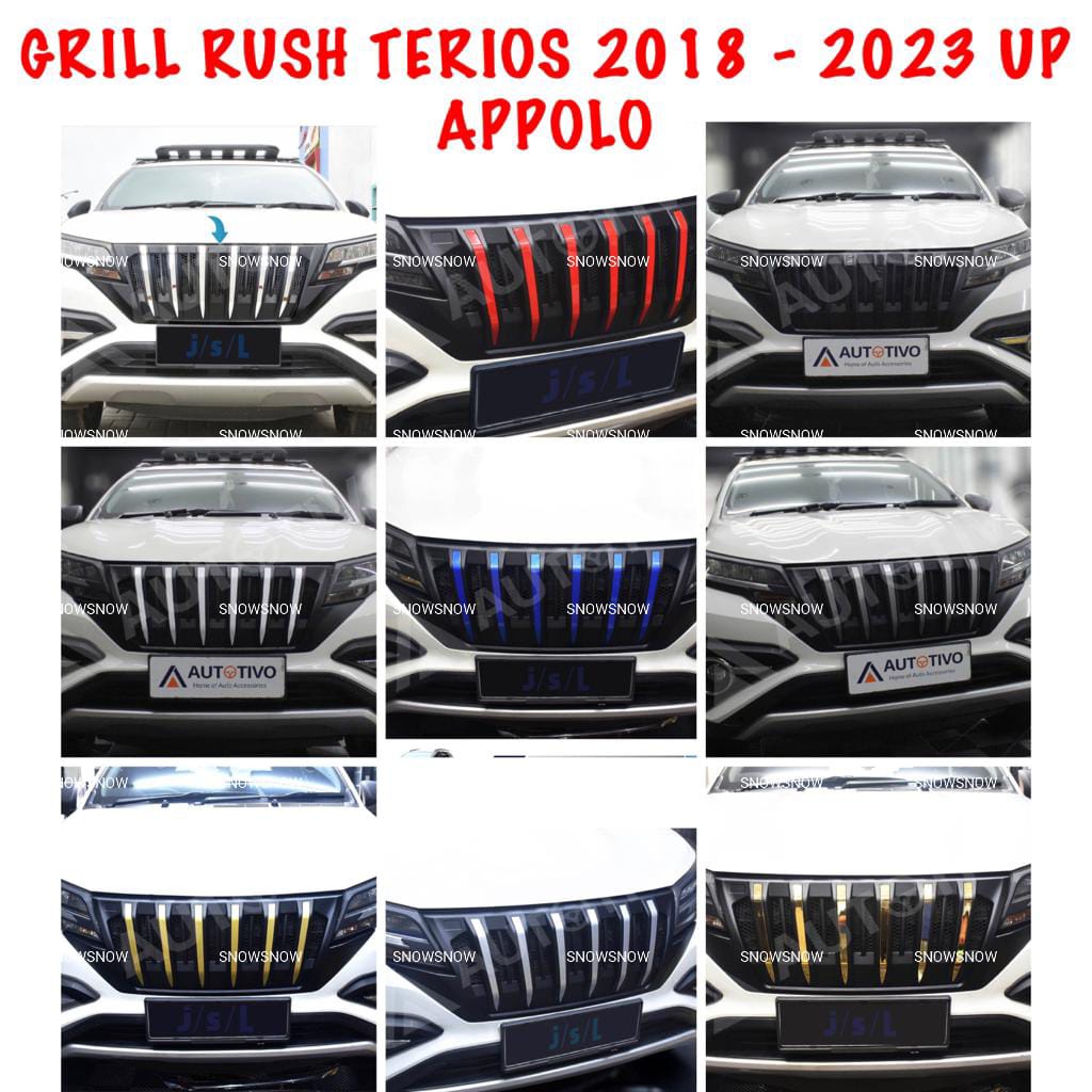 Grill Bumper Depan All New Rush Terios 2018 2020 2022 2023 UP Appolo Hitam Chrome Silver Putih Gold Kuning Biru